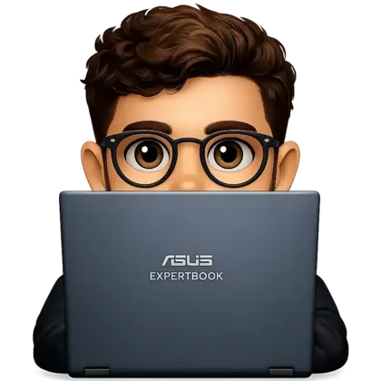 Person peeking from behind laptop